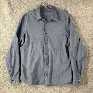 Lululemon Mens Large L Commission Shirt Long Sleeve Light Blue Button Up Stretch